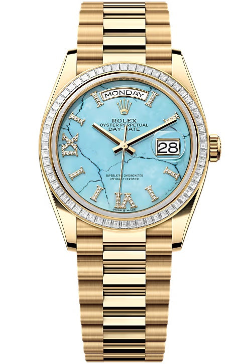 Rolex Day-Date "President" 36mm Yellow Gold Turquoise Roman Diamond Dial