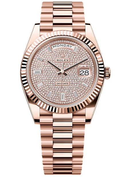 Rolex Day-Date "President" 40mm Everose Gold Diamond Pave Dial - 228235 - New