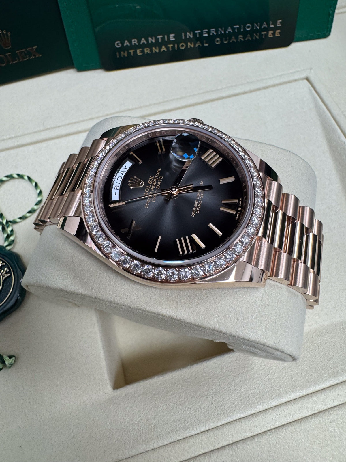 Rolex Day-Date "President" 40mm Everose Gold Slate Ombre Roman Dial Diamond