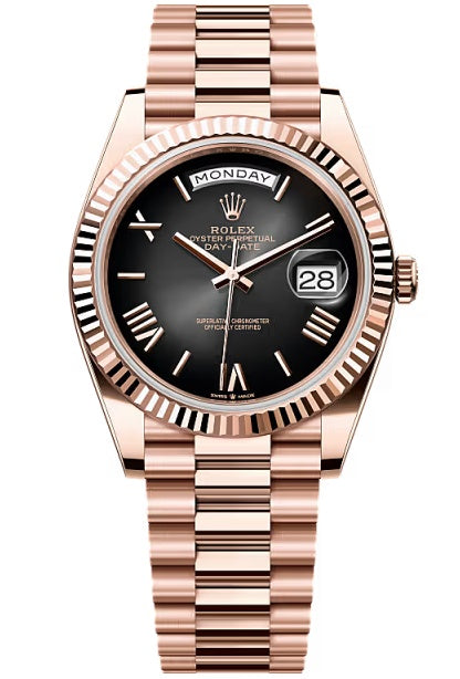Rolex Day-Date "President" 40mm Everose Gold Slate Roman Ombre "Smoke" Dial -