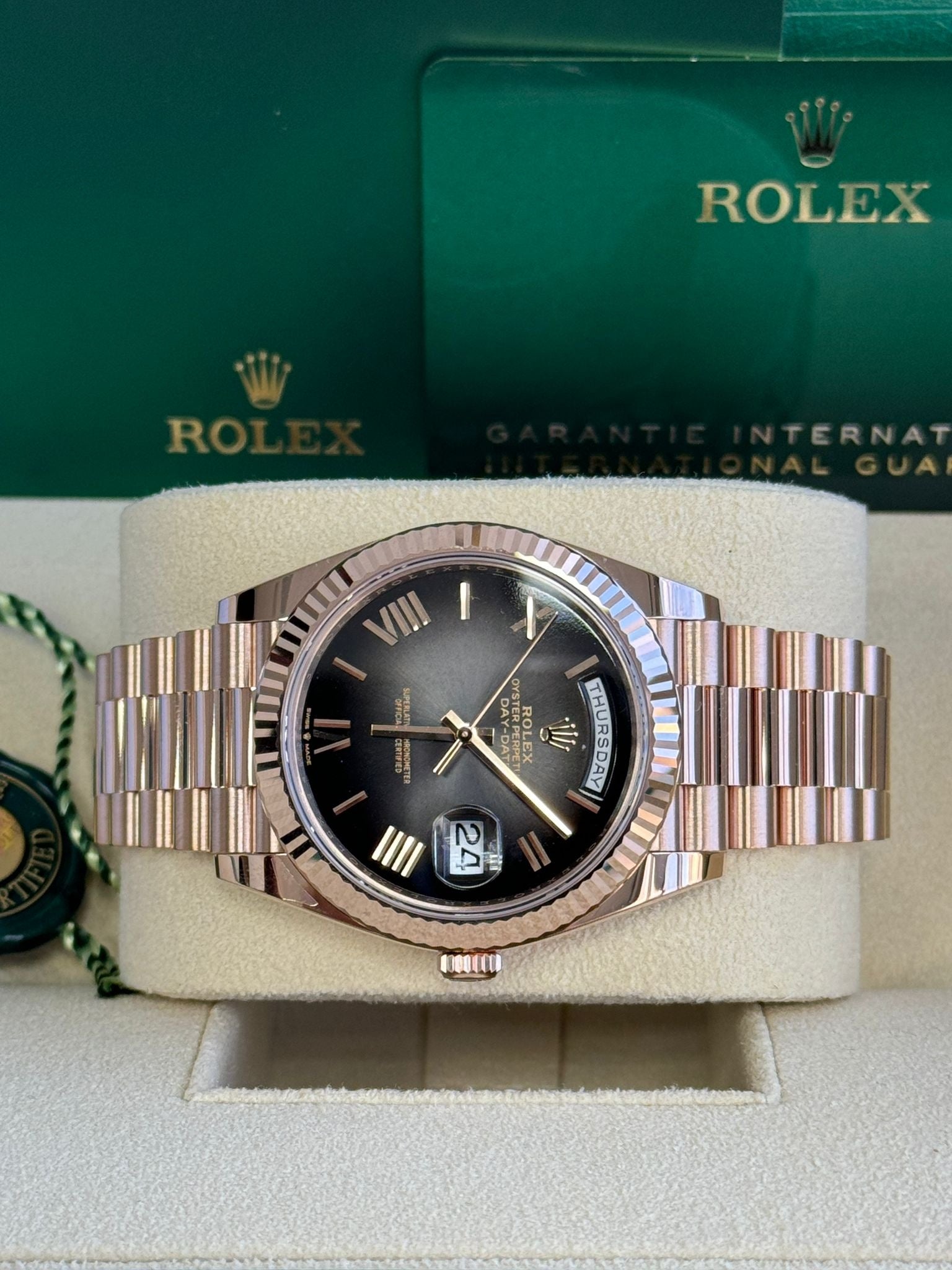 Rolex Day-Date "President" 40mm Everose Gold Slate Roman Ombre "Smoke" Dial