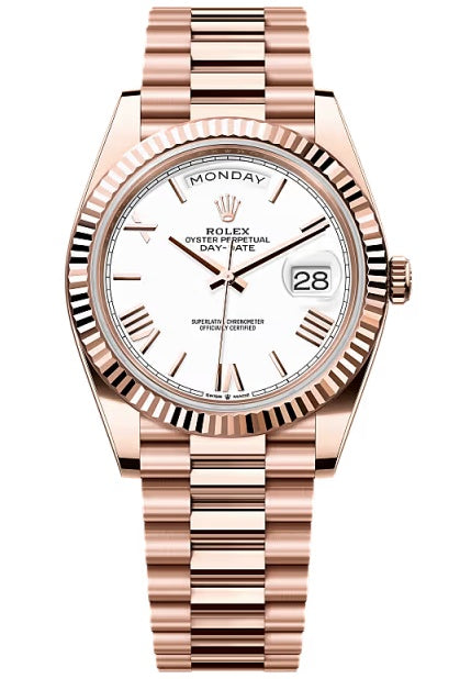 Rolex Day-Date "President" 40mm Everose Gold White Roman Dial - 228235 - New