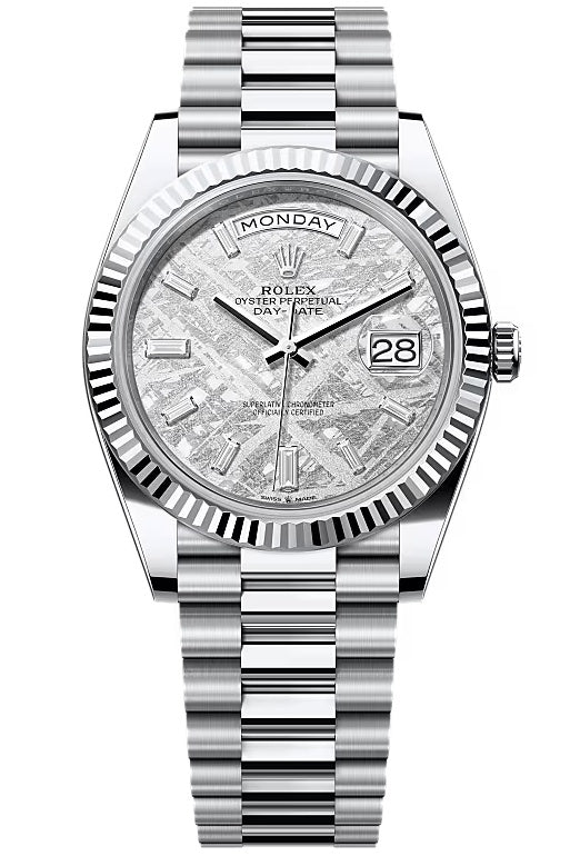 Rolex Day-Date "President" 40mm Platinum Meteorite Diamond Baguette Dial -