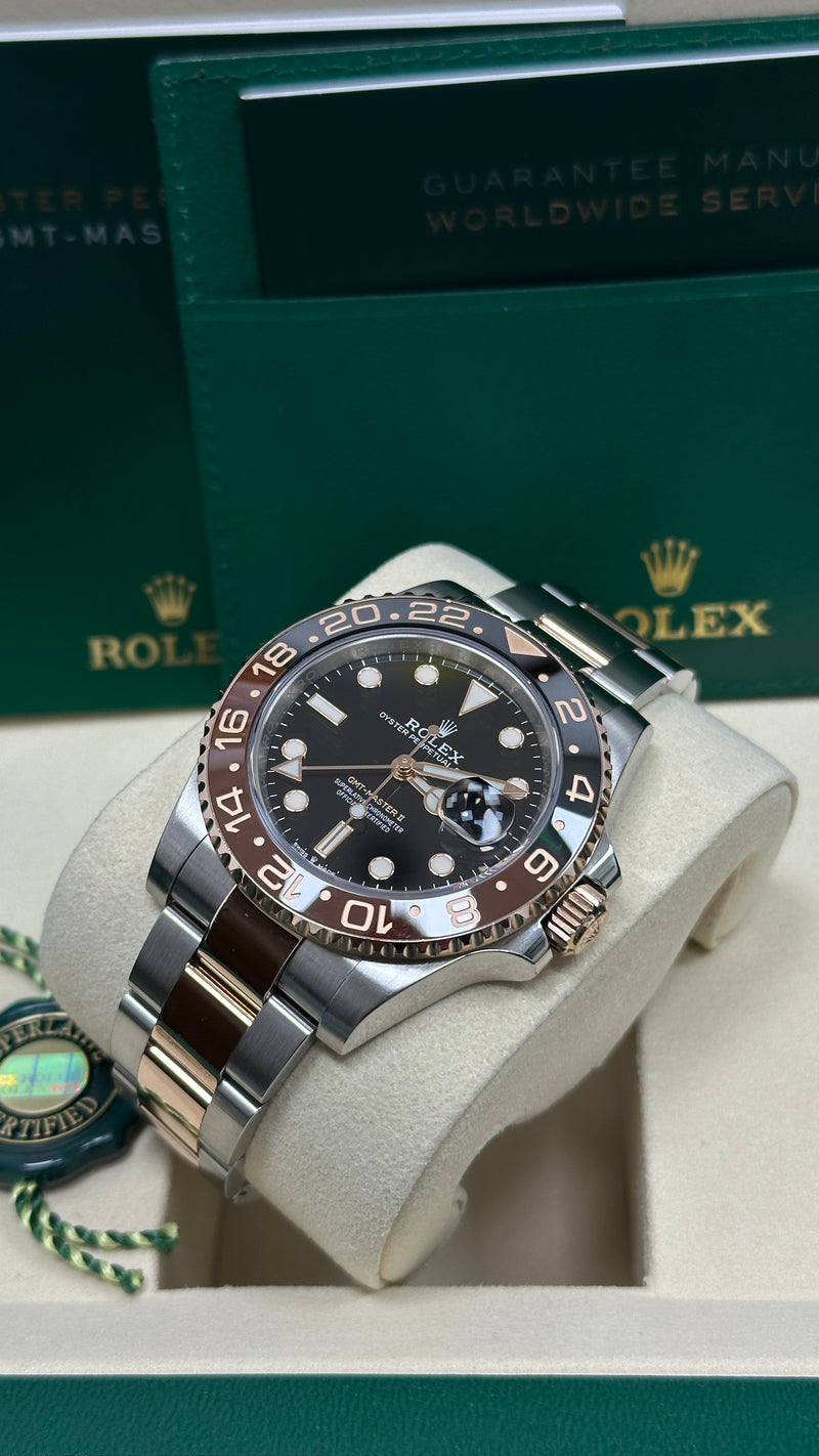Rolex GMT-Master II 126711CHNR “Root Beer” Wrist View Showing Brown/Black Bezel – 2025