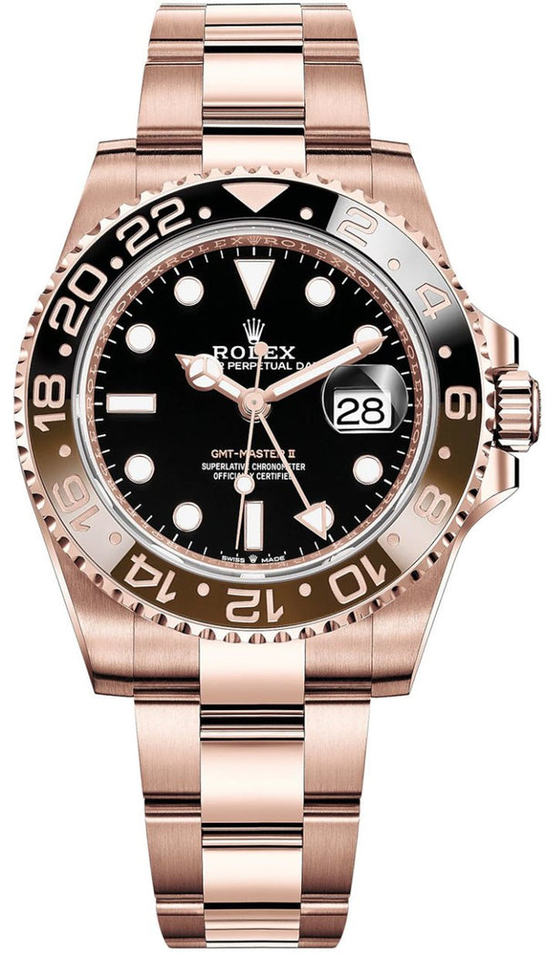 Rolex GMT-Master II 126715CHNR Everose Gold “Rootbeer” Black Dial – New 2025