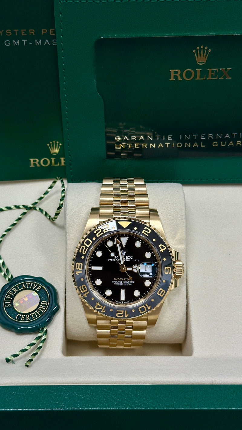 Rolex GMT-Master II 126718GRNR Yellow Gold Jubilee Bracelet and Crownclasp – New 2025