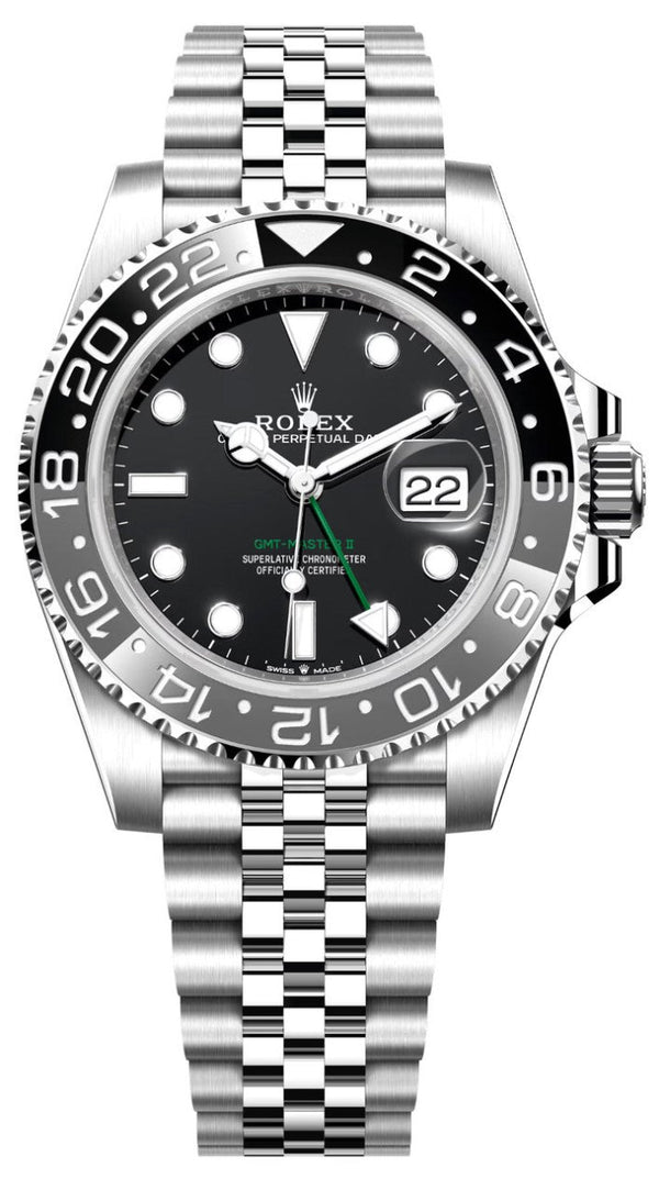 Rolex GMT-Master II 40 mm 126710GRNR Black Dial Grey/Black Cerachrom Bezel “Jubilee Bruce Wayne” – New 2025
