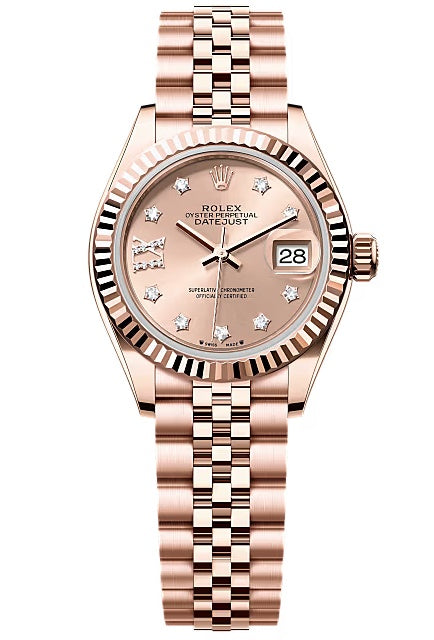 Rolex Lady-Datejust 28mm Everose Gold Rose Star Diamond Dial Fluted Bezel