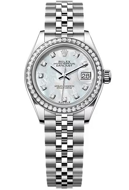 Rolex Lady-Datejust 28mm Mother of Pearl Diamond Dial Diamond Bezel Jubilee