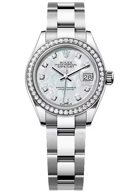 Rolex Lady-Datejust 28mm Mother of Pearl Diamond Dial Diamond Bezel Oyster