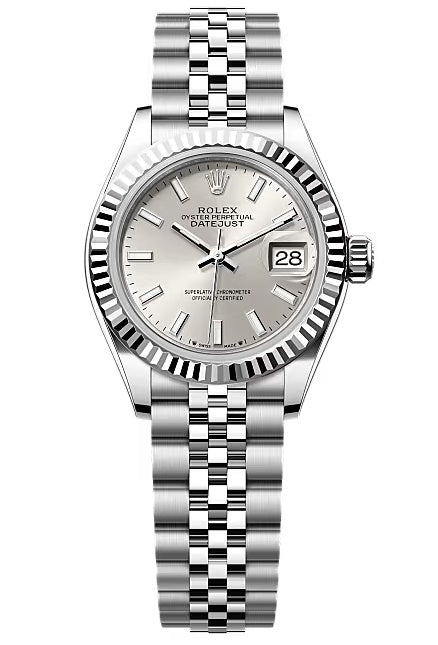 Rolex Lady-Datejust 28mm Silver Index Dial Fluted Bezel Jubilee Bracelet 279174