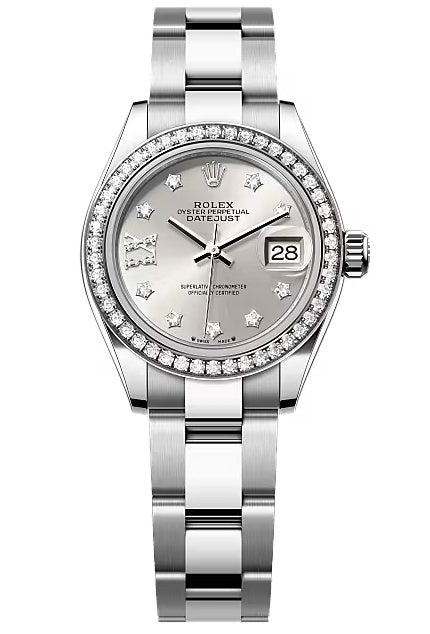 Rolex Lady-Datejust 28mm Silver Star Diamond Dial Diamond Bezel Oyster Bracelet