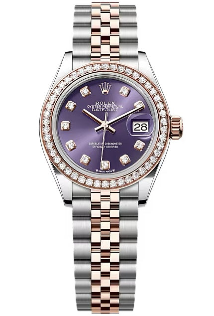 Rolex Lady-Datejust 28mm Two-Tone Everose Gold Aubergine Diamond Dial Diamond