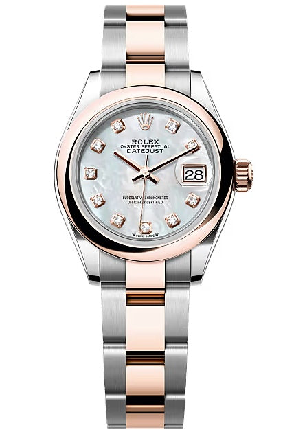 Rolex Lady-Datejust 28mm Two-Tone Everose Gold Mother of Pearl Diamond Dial