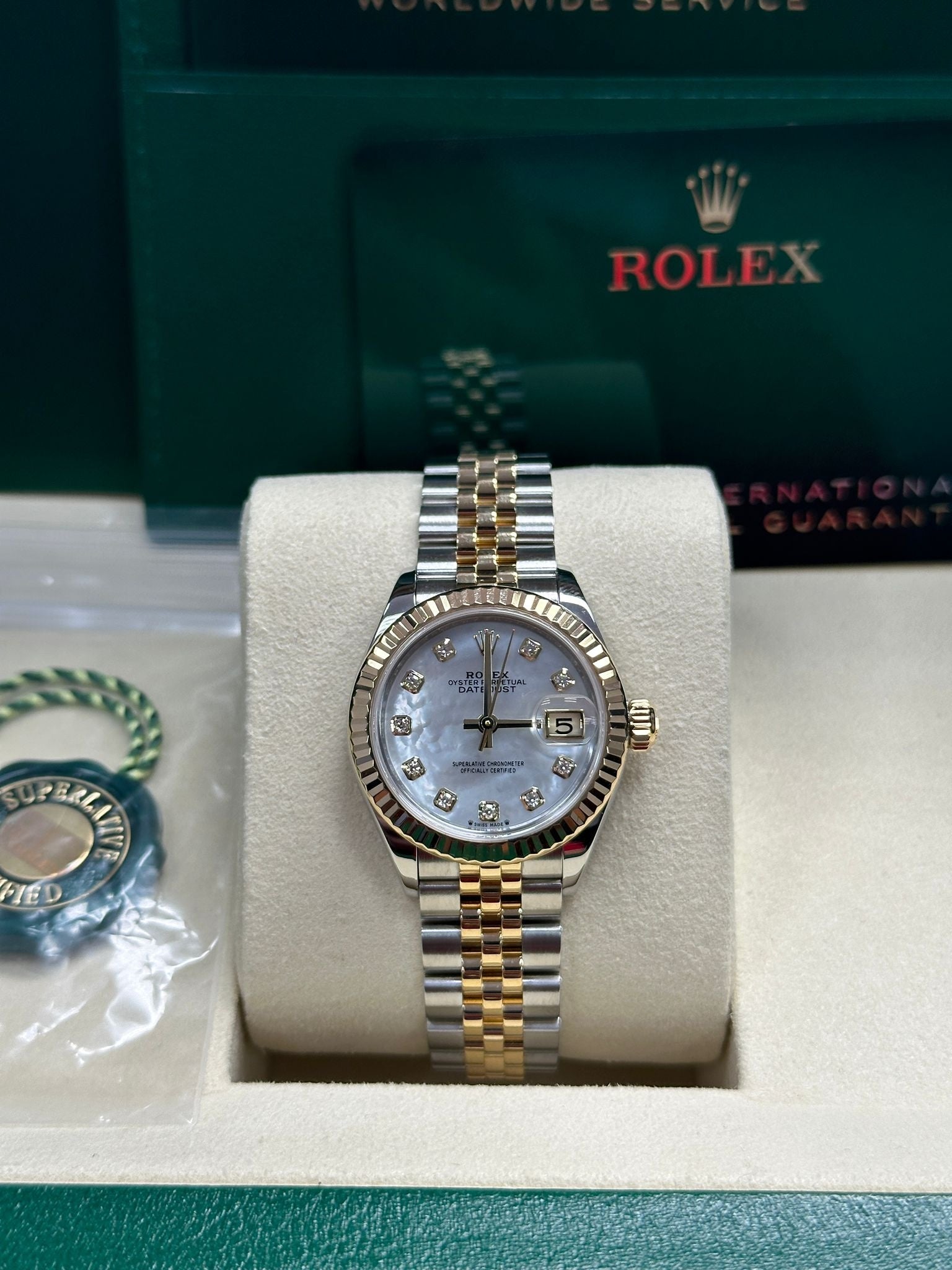 Rolex Lady-Datejust 31mm Two-Tone Yellow Gold Mother of Pearl Diamond Dial