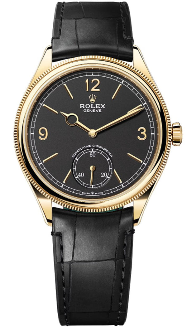 Rolex Perpetual 1908 52508 Yellow Gold Black Dial on Alligator Strap – New 2025