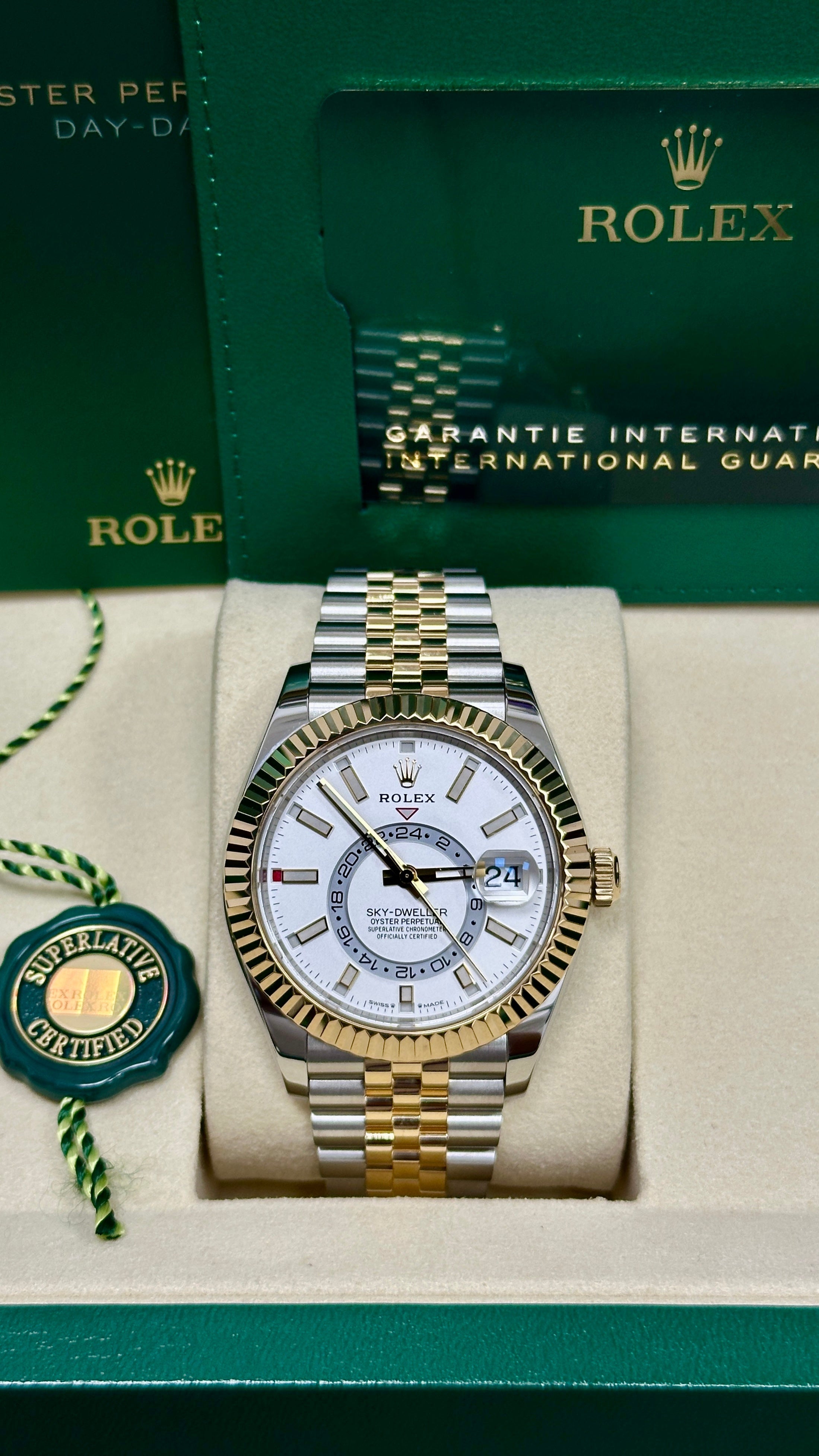Rolex Sky-Dweller 42mm Two-Tone Yellow Gold White Dial Jubilee Bracelet 336933