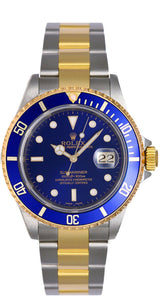 Rolex Submariner Date 40 mm 16613 Blue Dial Two-Tone Yellow Gold Stainless Steel Pre-Owned