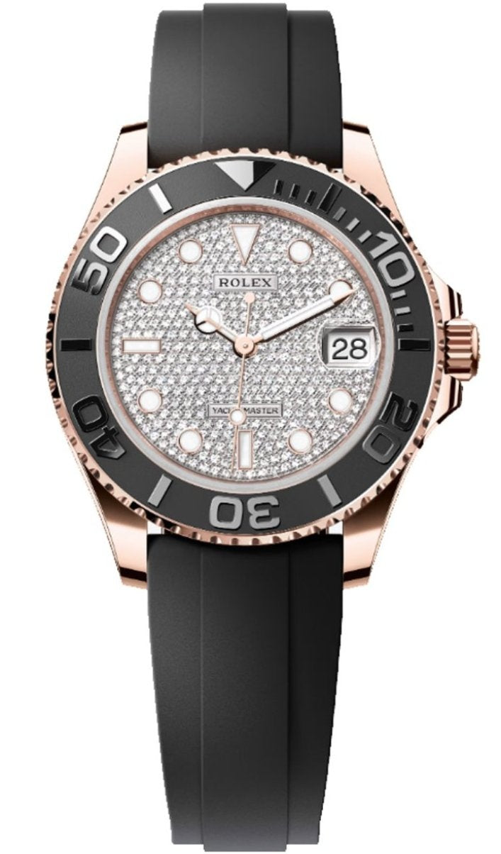 Rolex Yacht-Master 37mm Everose Gold Diamond-Pavé Dial Oysterflex – 268655