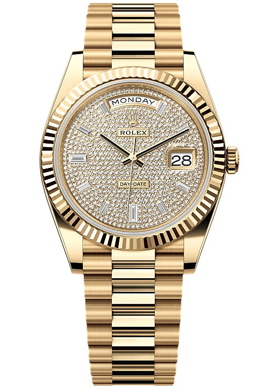 Rolex Yellow Gold President Day Date 40mm Diamond Pave Dial - 228238 - New 2025