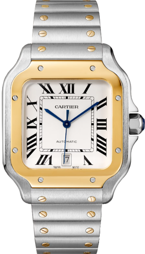 Cartier Santos Large Two-Tone Yellow Gold White Dial W2SA0009