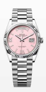 Rolex Day-Date “President” 36mm Platinum Pink Roman Diamond Dial – 128236 – New 2025