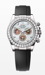 Rolex Cosmograph Daytona 40mm White Gold Mother of Pearl Dial Diamond Bezel Oysterflex - 126589RBR - New 2024