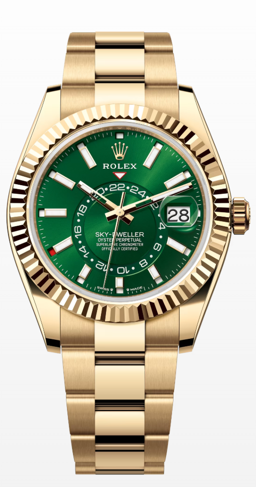 Rolex Sky-Dweller 42mm Yellow Gold Bright Green Dial Oyster - 336938 - New 2025 Release Coming Soon