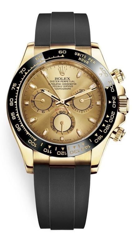 Rolex Daytona Yellow Gold 40mm Champagne Dial Oysterflex 116518LN