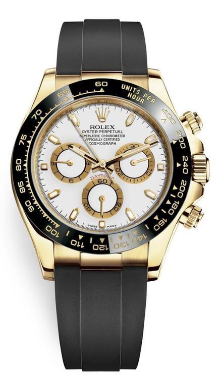 Rolex Daytona Yellow Gold 40mm White Dial Oysterflex 116518