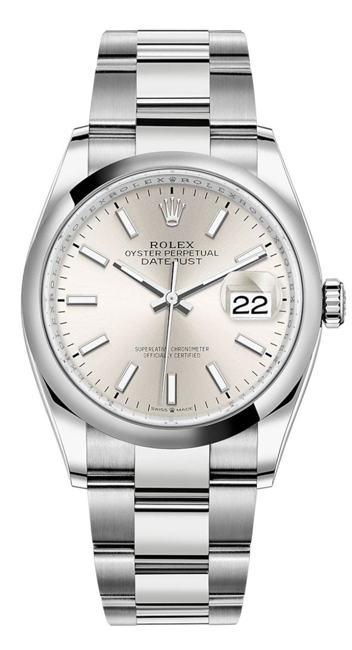 Rolex Datejust 36mm Silver Index Dial Smooth Bezel Oyster Bracelet 126200 – New 2025