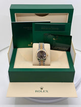 Rolex Lady Datejust 31mm Black/Dark Grey Mother of Pearl Diamond Dial Fluted Two-Tone Jubilee - 278273 - New 2024