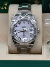 Rolex Datejust 41mm Smooth Bezel White Roman Dial Oyster - 126300 - Brand New 2024