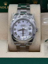 Rolex Datejust 41mm Smooth Bezel White Roman Oyster - 126300 - New 2024