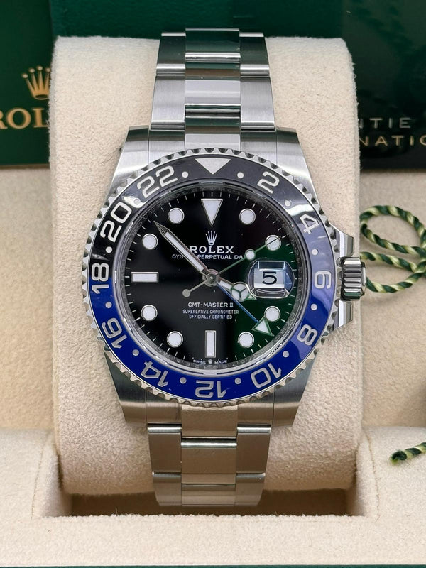 Rolex GMT-Master II 40mm Black Dial Blue/Black Bezel Oyster "Batman" - 126710BLNR - New 2025