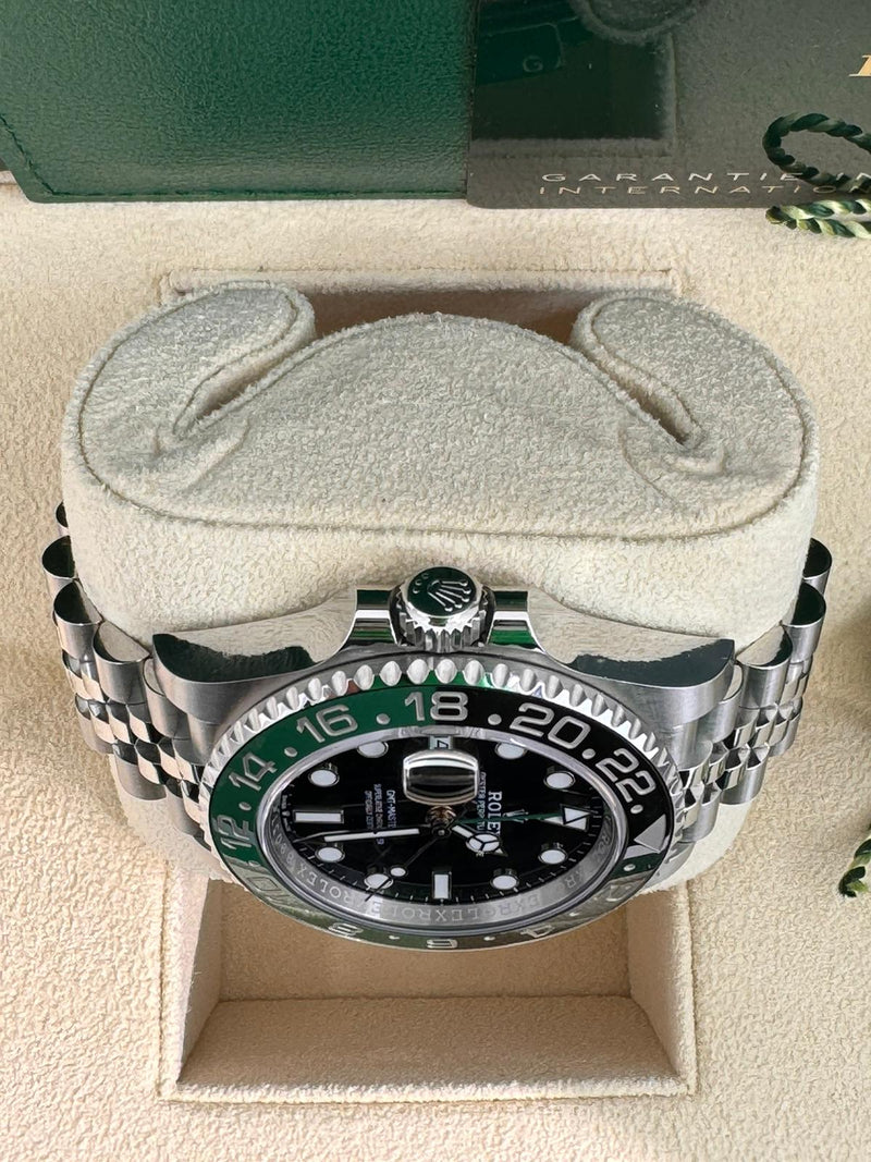 Rolex GMT-Master II 40mm Left-Handed Black Dial Green/Black Bezel Jubilee "Lefty Sprite" - 126720VTNR - Brand New 2024