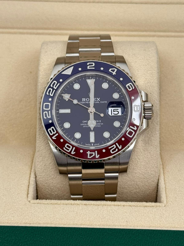 Rolex GMT-Master II 40mm White Gold Blue Dial Blue/Red Bezel "Pepsi" Oyster - 126719BLRO - New 2024