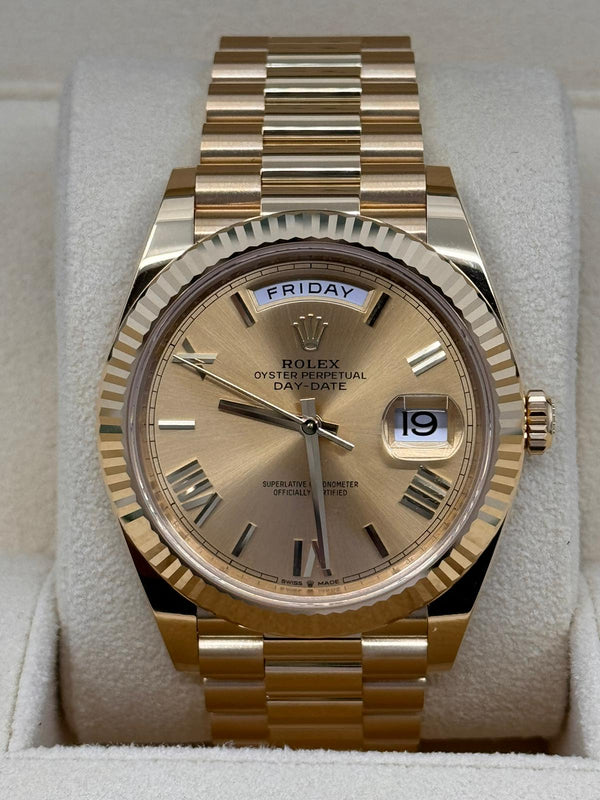 Rolex Day-Date "President" 40mm Yellow Gold Champagne Roman Numeral Dial - 228238 - New 2024