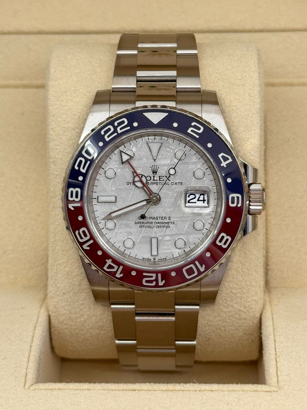 Rolex GMT-Master II 40mm White Gold Meteorite Dial Blue/Red Bezel "Pepsi" Oyster - 126719BLRO - New 2024