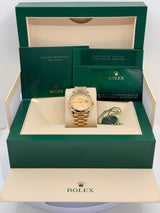 Rolex Day-Date "President" 36mm Yellow Gold Champagne Diamond Dial - 128238 - New 2025