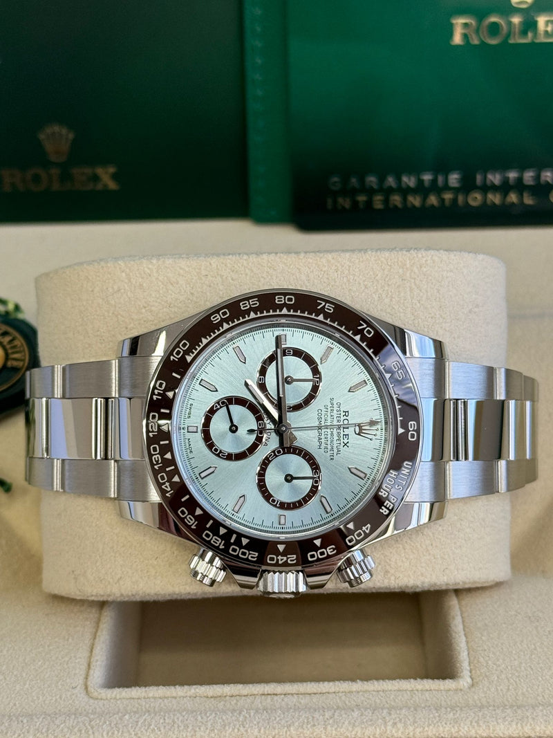 Rolex Cosmograph Daytona 40mm Platinum "Platona" Ceramic Brown Bezel Ice Blue Dial - 126506 - New 2024