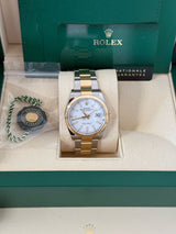 Rolex Datejust 36mm Two-Tone Yellow Gold Fluted Bezel White Index Dial Oyster - 126233 - New 2024