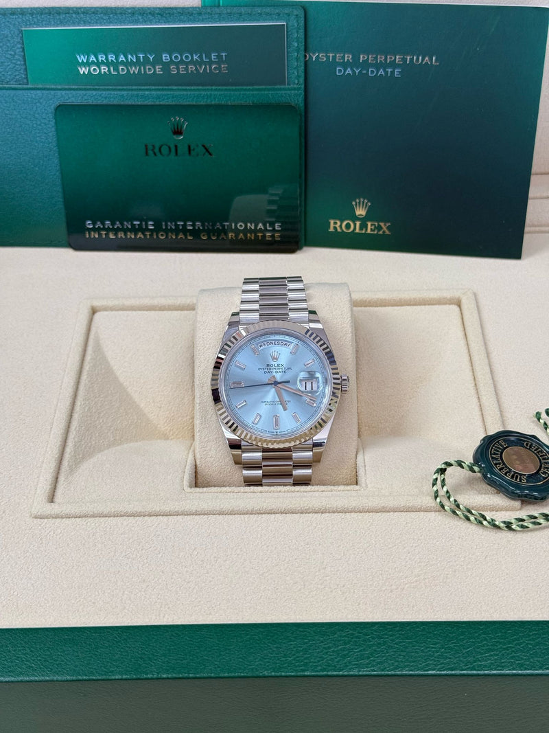 Rolex Day-Date "President" Platinum Ice Blue Baguette Dial - 228236 - New 2024