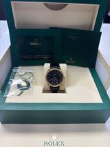 Rolex 1908 Yellow Gold Black Dial Black Alligator Strap - 52508 - New 2025