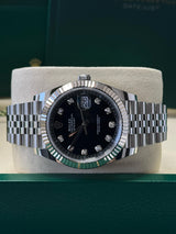 Rolex Datejust 41mm Fluted Bezel Black Diamond Dial Jubilee - 126334 - New 2025