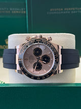 Rolex Cosmograph Daytona 40mm Everose Gold Ceramic Bezel Sundust and Black Index Dial Oysterflex - 126515LN - New 2025