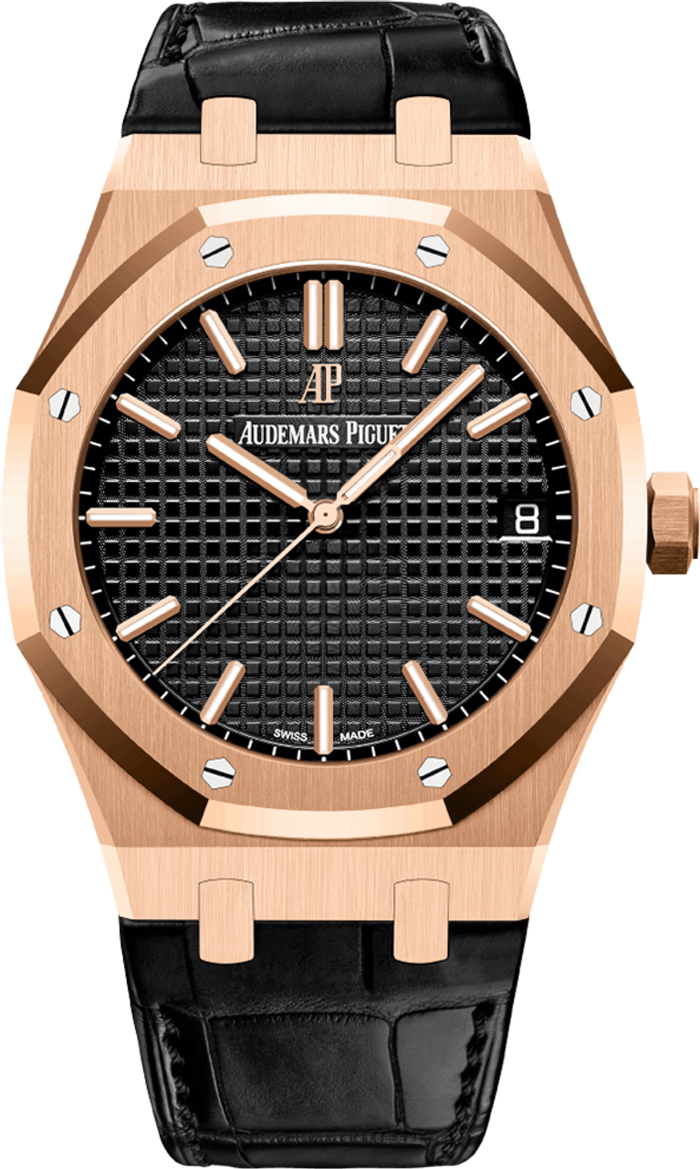 Audemars Piguet Royal Oak with Leather Bracelet and Black Dial with Sapphire Crystal 15500OR.OO.D002CR.01 - Brand New 2023