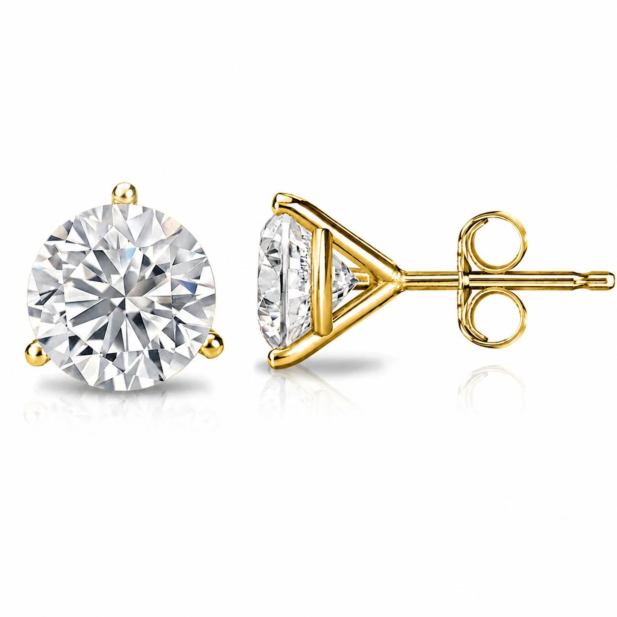 Lab Grown Round Diamond Stud Earrings - 3 Prong Martini