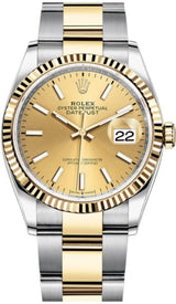 Rolex Datejust 41mm Two-Tone Yellow Gold Fluted Bezel Champagne Index Dial Oyster - 126333 - New 2025