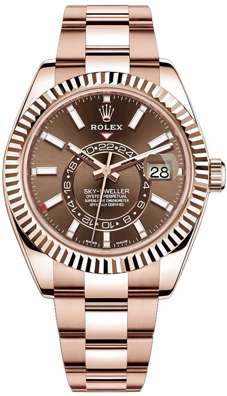 Rolex Rose Gold Sky Dweller Chocolate Dial 42mm - 326935  - New 2023